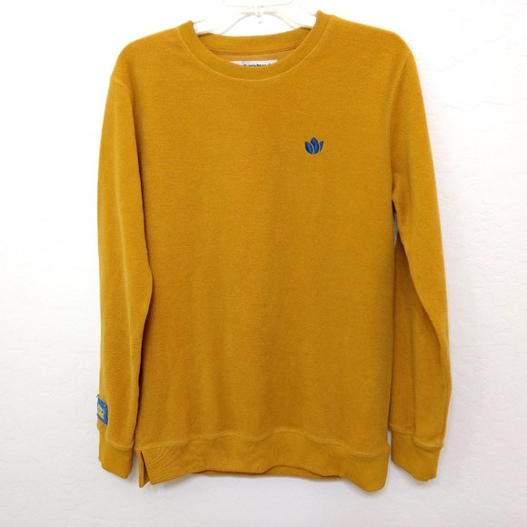 DUTCH BROTHERS Sweatshirt Men's S Gold Fleece Logo Ribbed Accent Long Sleeves‎ - Picture 1 of 12